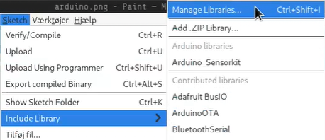 Sketch -> Include Library -> Manage Libraries